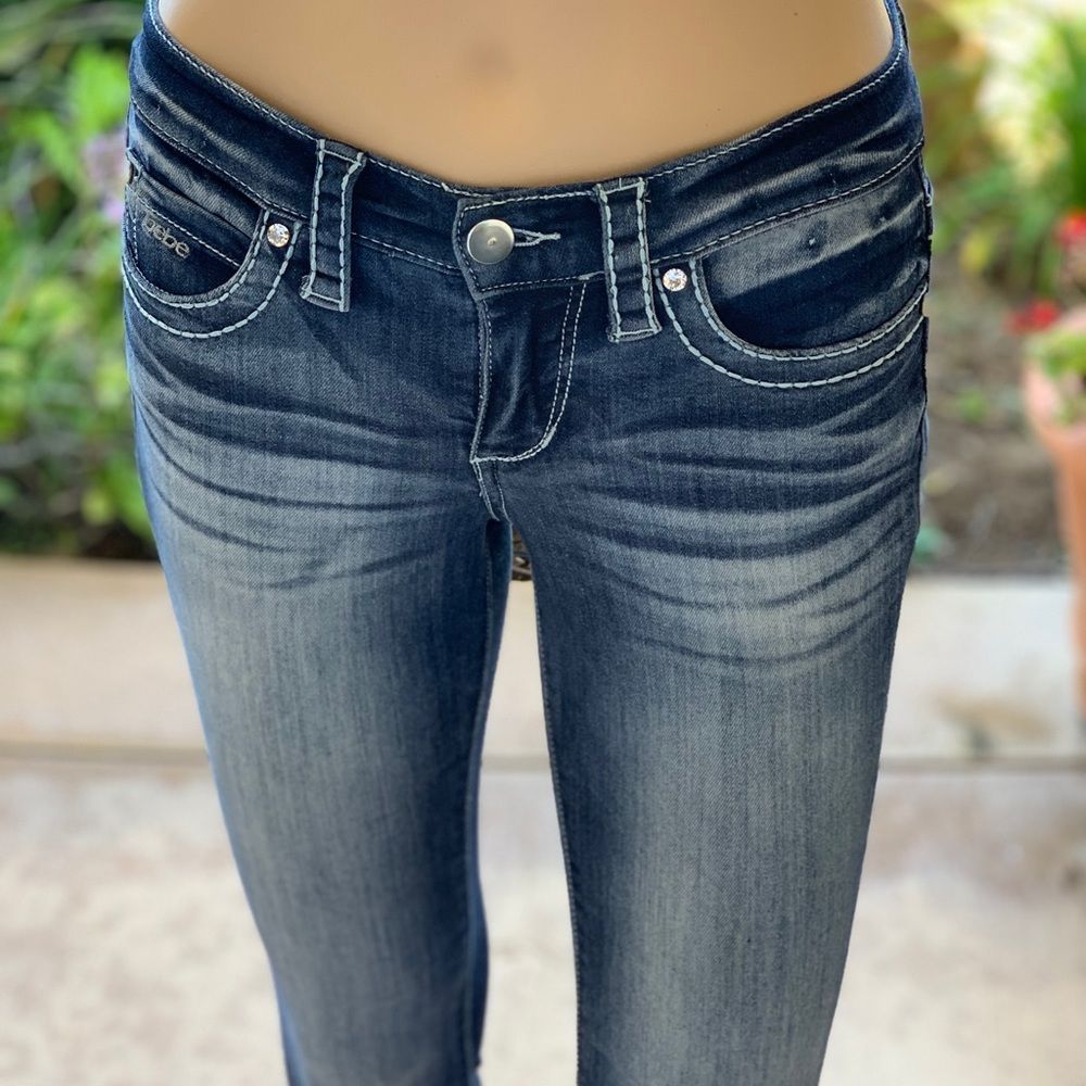 Bebe Womens Slim Skinny Jeans Blue Stretch